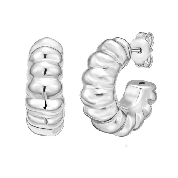 Silver Twisted C Hoop Earrings AGE16788