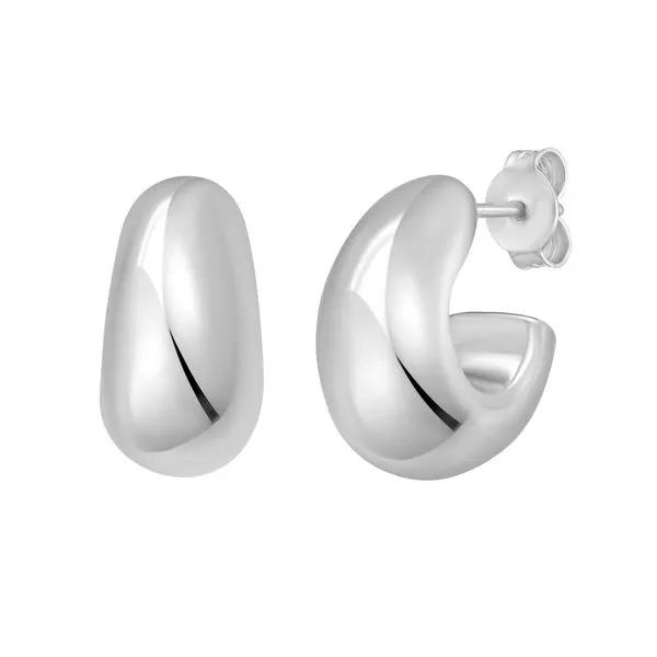 Silver Twisted Puff C Hoop Earrings AGE16796