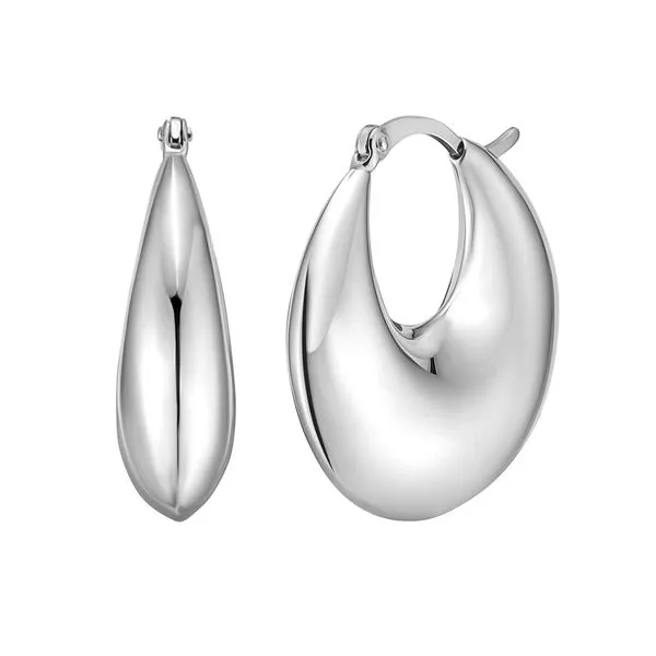 Silver Sculptural Crescent Hoops AGE16897