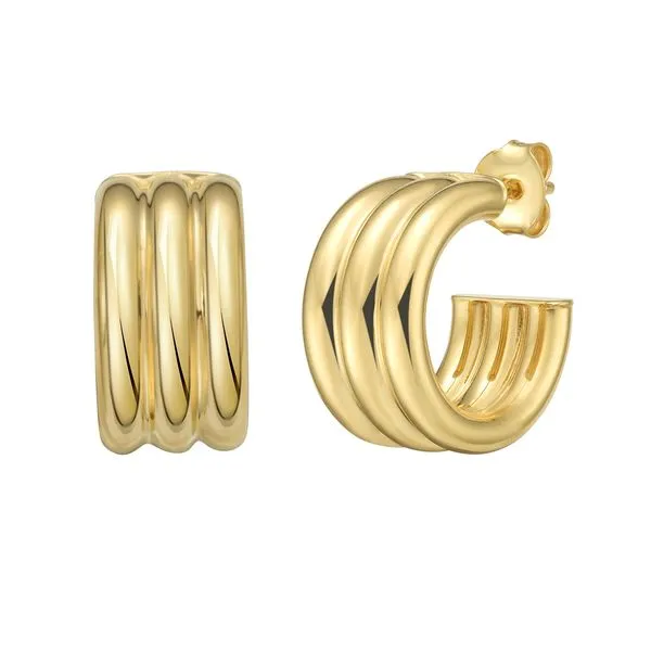 Gold Over Silver Triple Row C Hoops AGYE16905