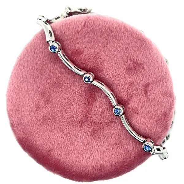 "Birch" 14K White Gold 10.8g 1/2 Total Gem Weight Sapphire Bracelet Estate CYTB225 CYTB225