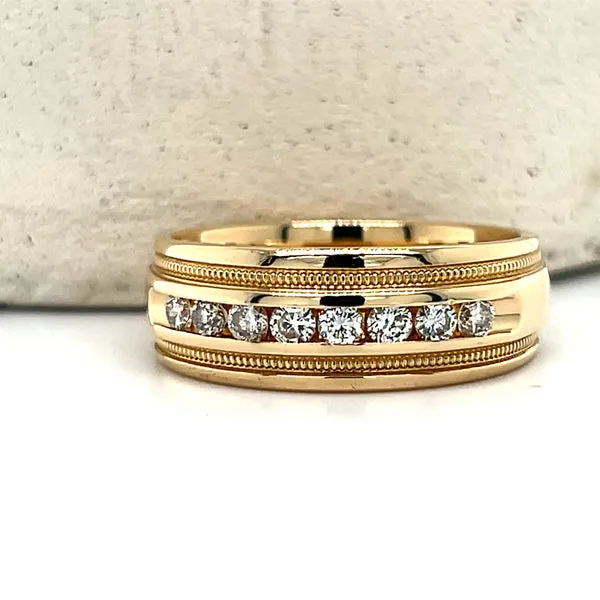 "Bruce" Men's 14K Yellow Gold 8mm 0.5 Carat Total Weight Diamond Millwork Wedding/Anniversary Fashion Band Estate PXZOIT225