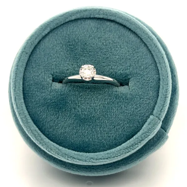 "Berkley" 14K White Gold 0.16CT Diamond Solitaire Illusion Set Bridal Engagement Ring Estate 225LTTVPP 225LTTVPP