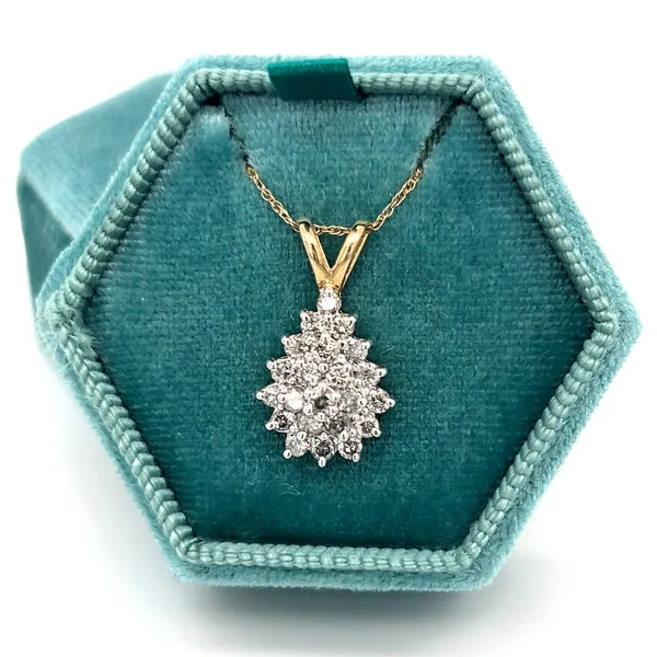 "Gisele" 14K Yellow Gold .60ct Total Carat Weight Diamond Pear Shaped Cluster Pendant Estate Gisele