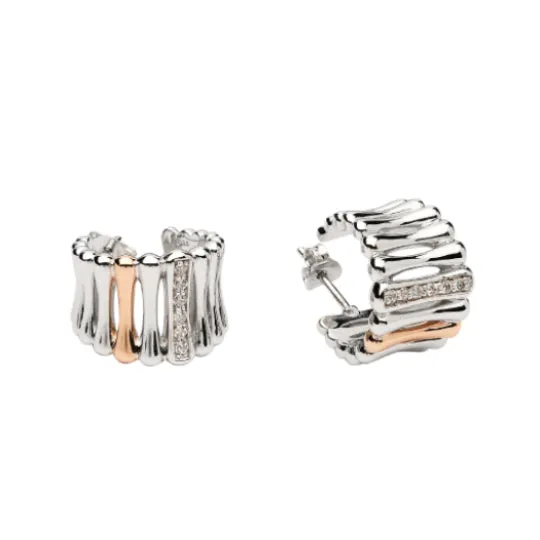 Silver Gold Bamboo Huggie Earrings | House of Lor