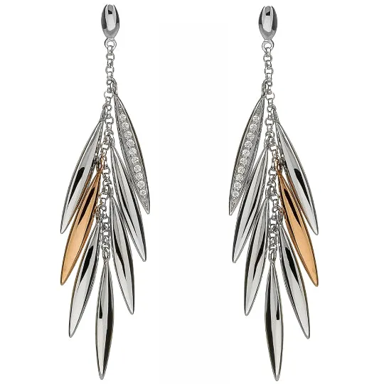 Sterling Silver and Rose Gold Feather Earrings | House of Lor