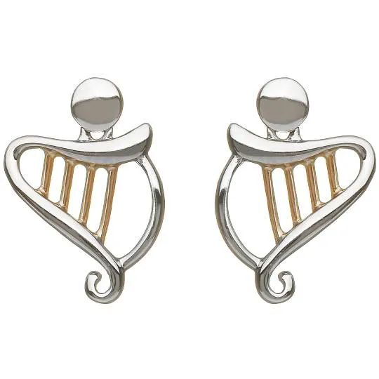 Celtic Harp Earrings with Strings of Irish Rose Gold | House of Lor