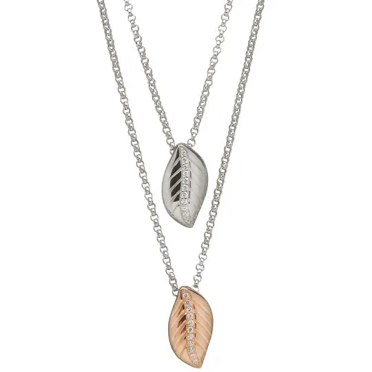 Solid Rose Gold Double Leaf Pendant | House of Lor