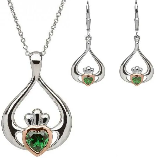 Claddagh Pendant and Earrings Gift Set