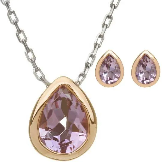 Pink Amethyst Pendant and Earrings Gift Set