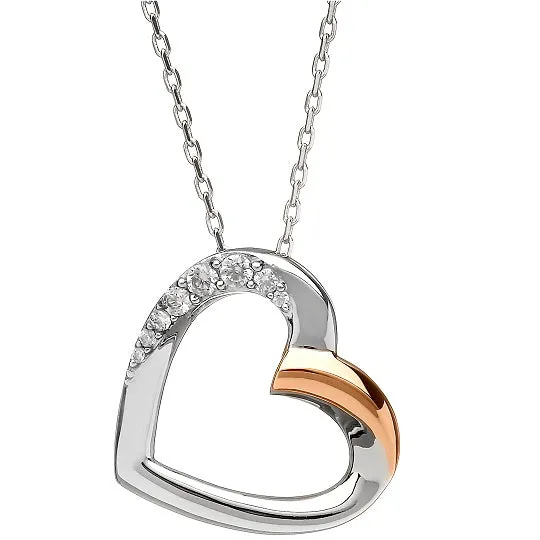 Silver Heart Slider Pendant with Rose Gold Detail | House of Lor