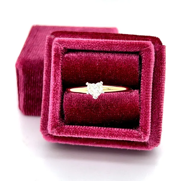 "Harriet" 14K Yellow and White Gold .26CT Heart Diamond Solitaire Engagement Ring a part of our Estate Collection Harriet