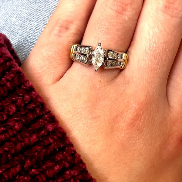 "Jada" 18K Yellow and White Gold 1.02 Carat Total Weight Diamond (0.5CT Center) Bridal/Engagement Ring Estate 2YOWCV25