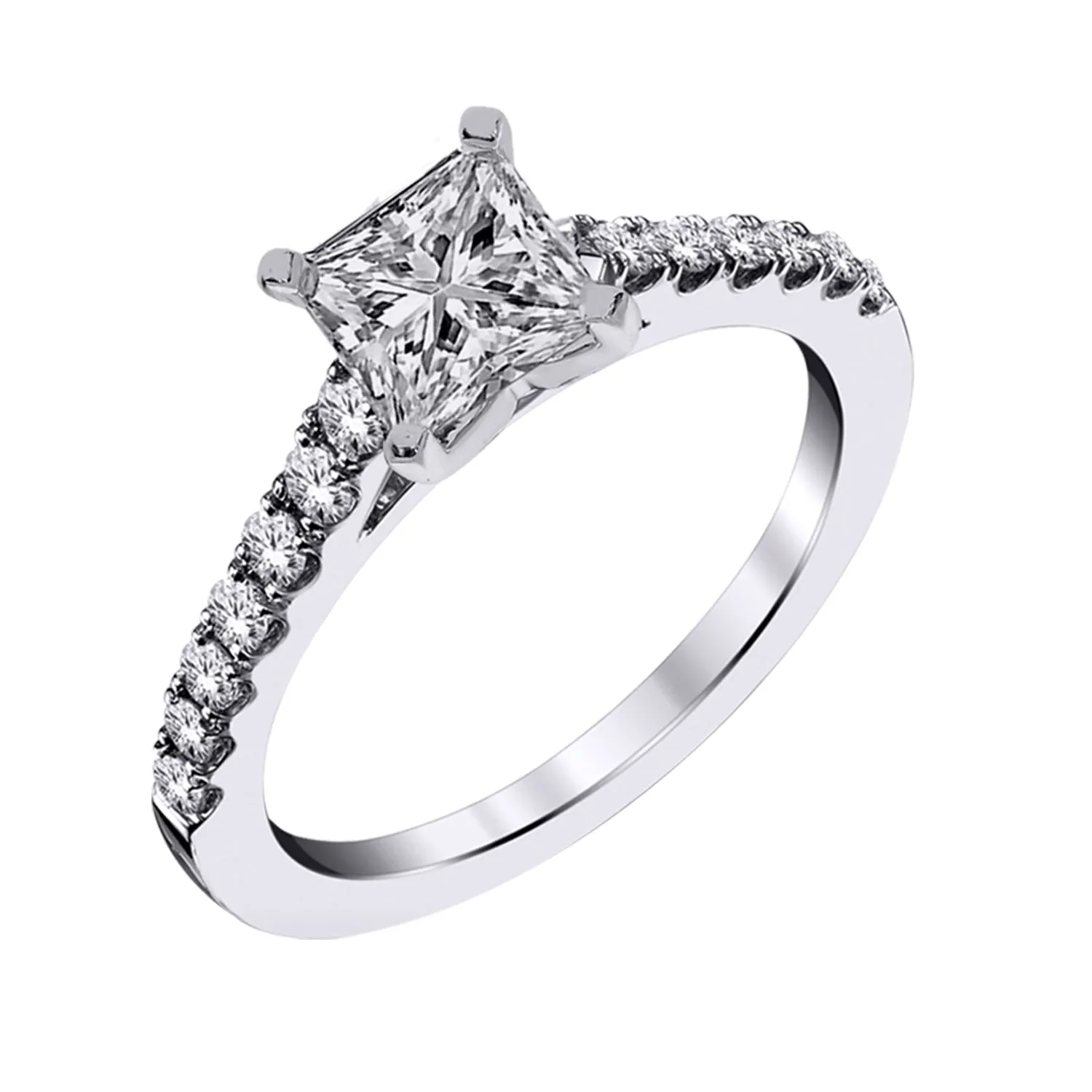 14K WHITE GOLD 1.20 CT LAB GROWN DIAMOND ENGAGEMENT RING.
