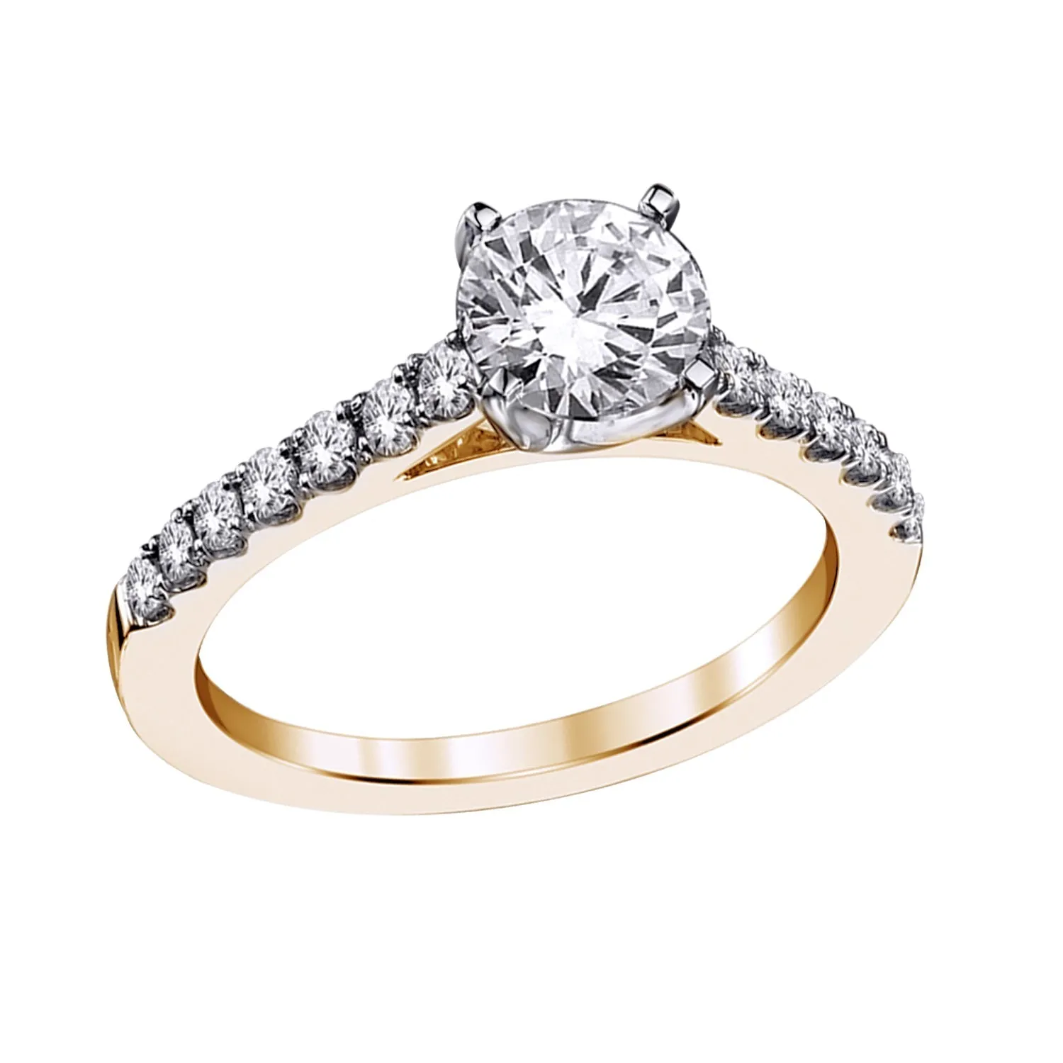 14K 1.20 CT YELLOW GOLD LAB GROWN DIAMOND ENGAGEMENT RING.