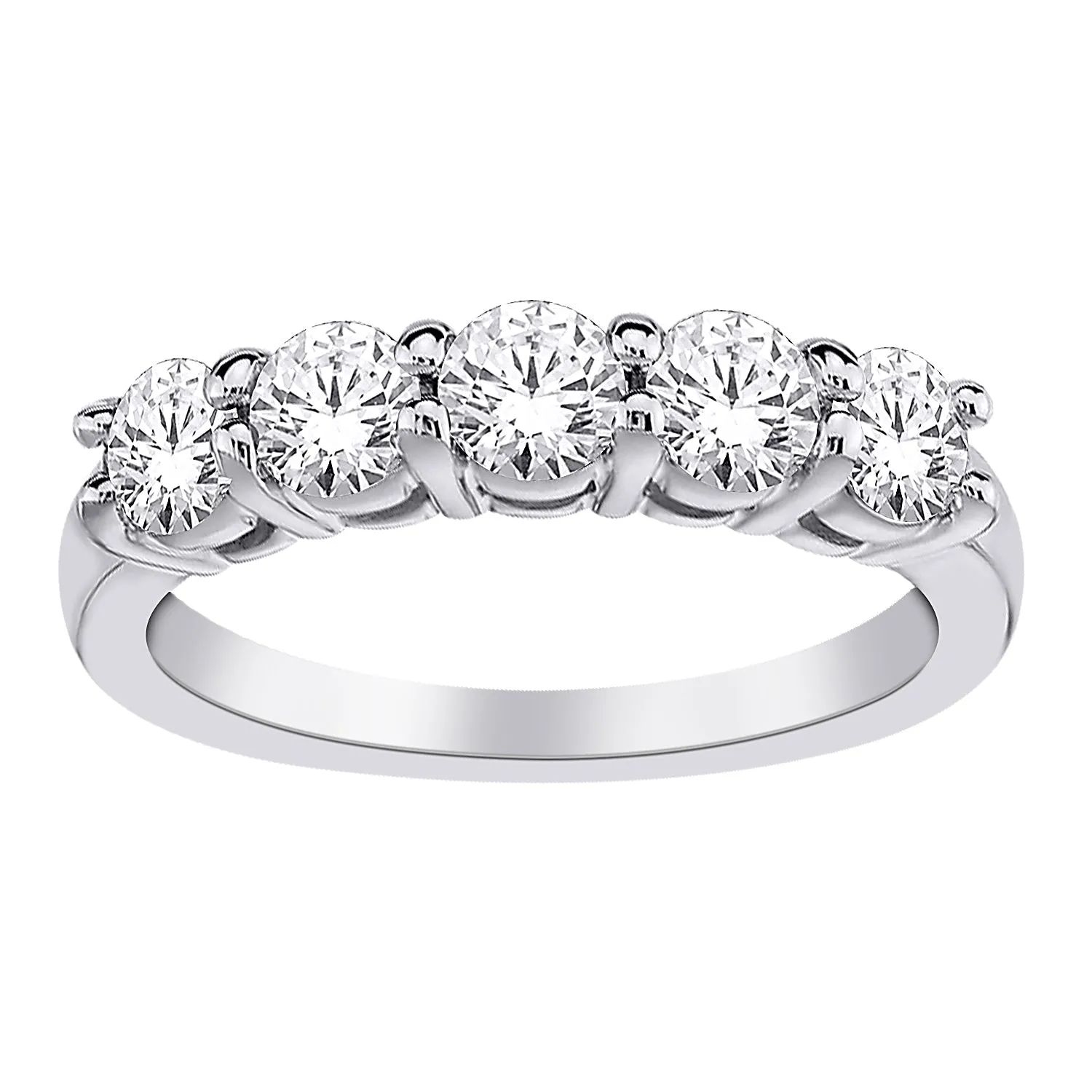 14K WHITE GOLD 2.00 CT LAB GROWN DIAMOND 5 STONET PRONG SET RING.