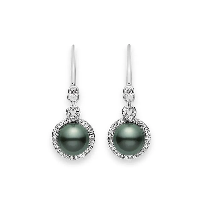 Mikimoto 18K White Gold Petit Soleil Black South Sea Cultured Pearl Drop Earrings