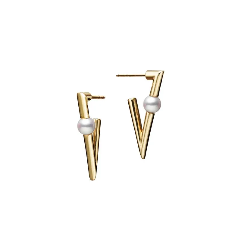 Mikimoto 18K Yellow Gold V Code Akoya Cultured Pearl Earrings