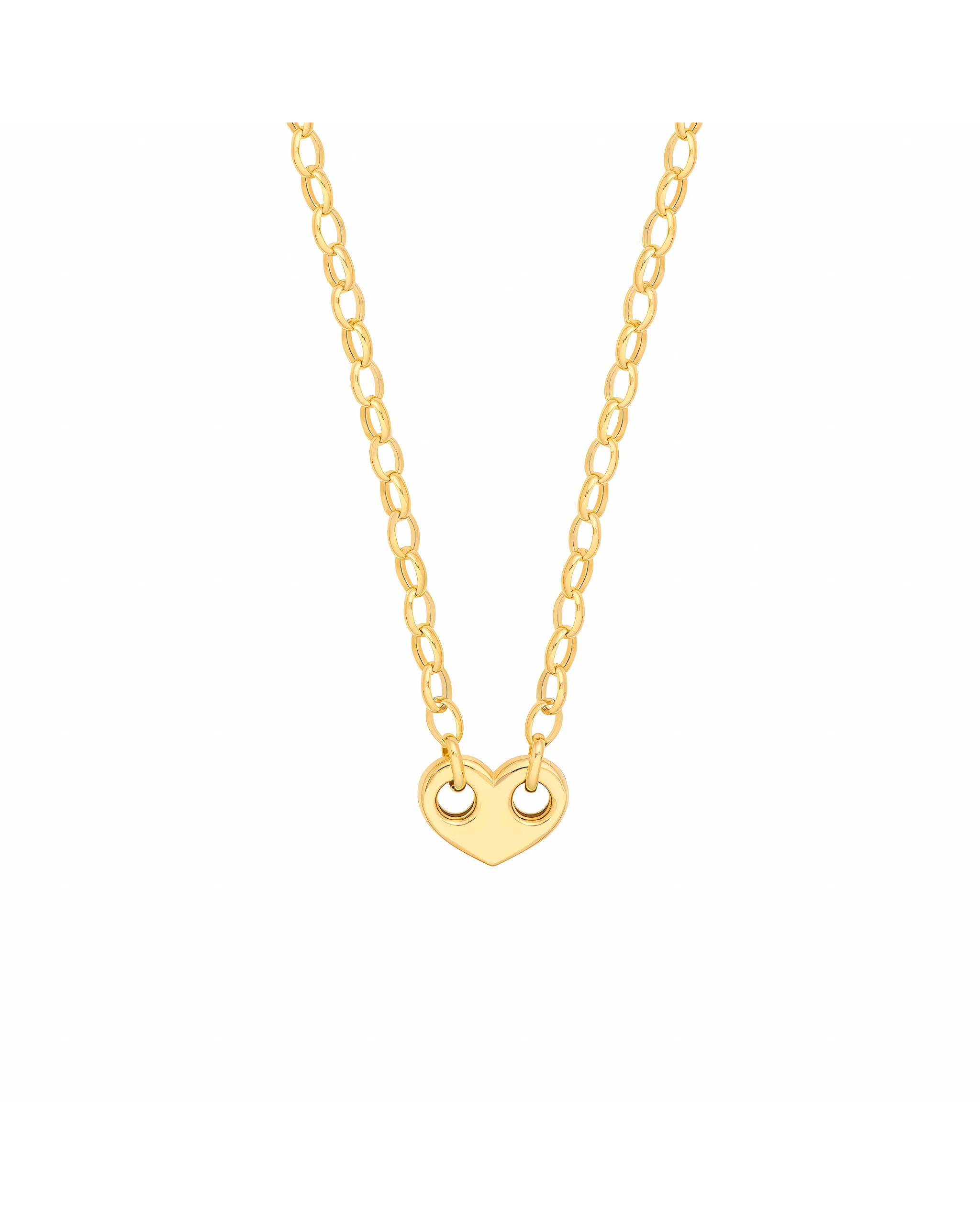 Heart Puff Mariner w/Oval Rolo Necklace