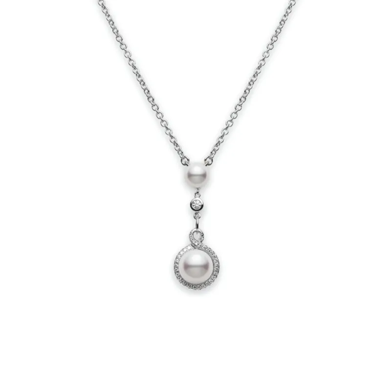 Mikimoto 18K White Gold Petit Soleil Akoya Cultured Pearl Drop Pendant