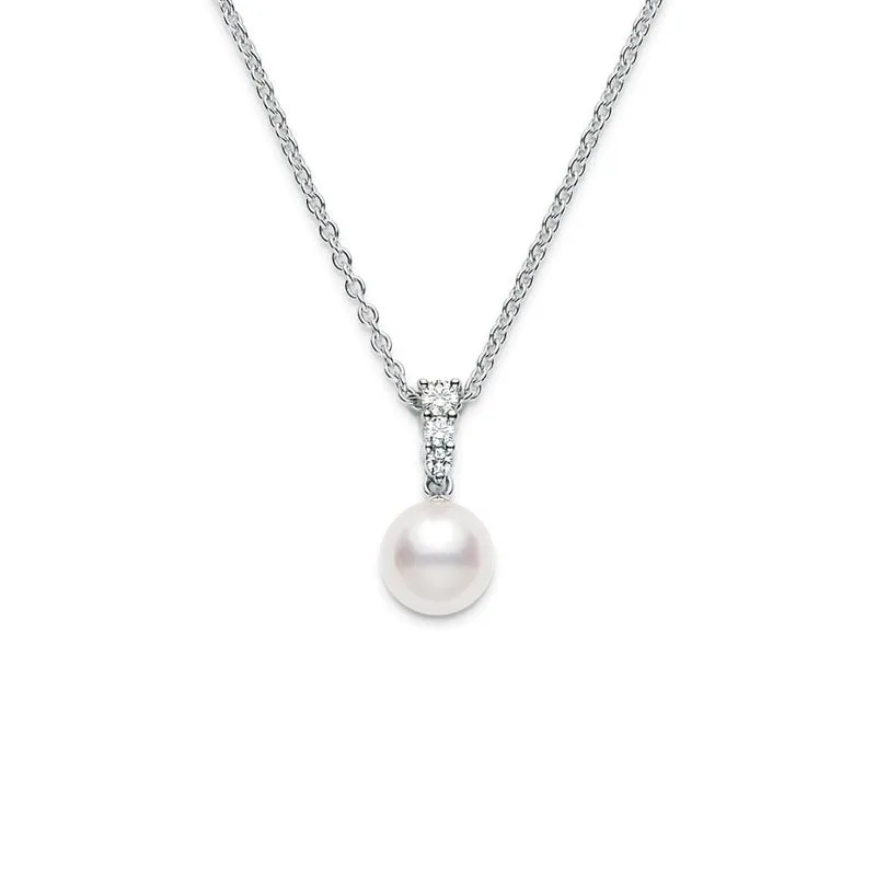 Mikimoto Morning Dew Pearl & Diamond Pendant Necklace