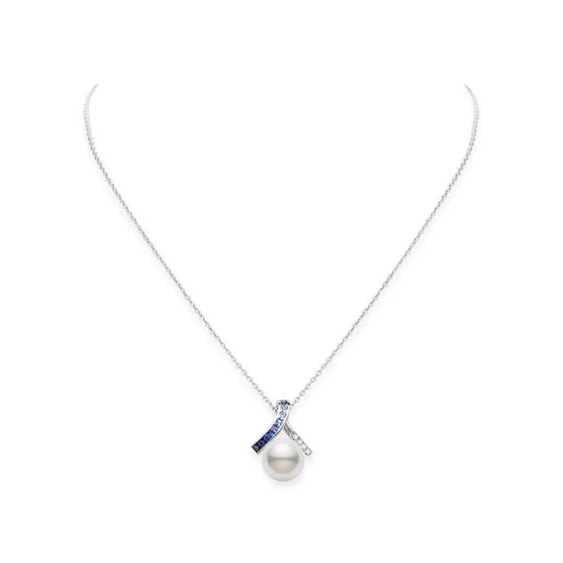Mikimoto 18K White Gold Rhodium Plated Ocean White South Sea Pearl Pendant Necklace