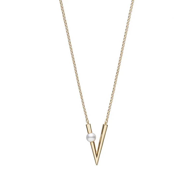 Mikimoto 18K Yellow Gold V Code Akoya Cultured Pearl Pendant