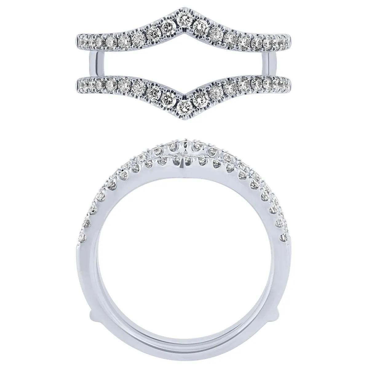 14K White Gold 1/4Ctw V Band Insert Ring