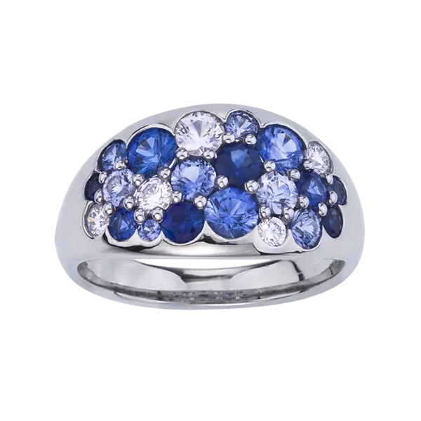 MARK PATTERSON 18K WHITE GOLD SAPPHIRE & DIAMOND TANGO RING