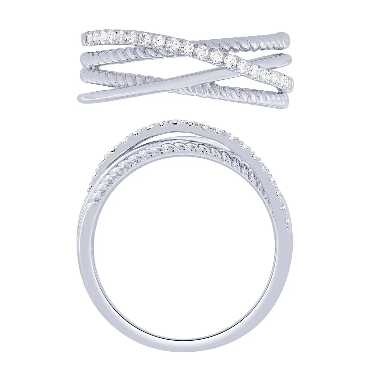 Sterling Silver 0.16Ctw Layered Ring