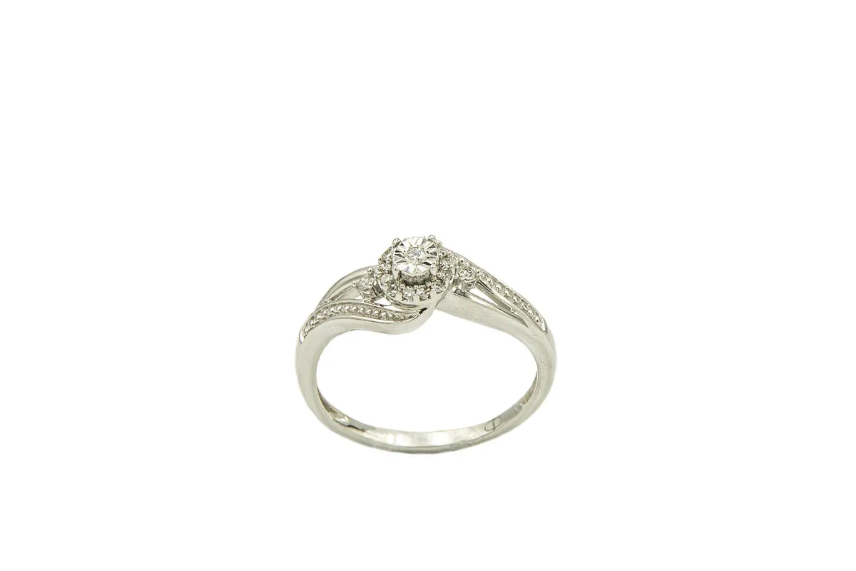 Sterling Silver Diamond Pure Promise Halo Ring