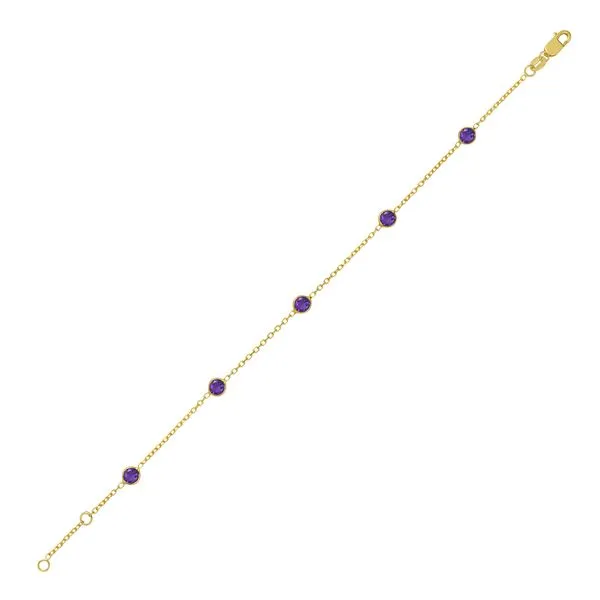 14K Amethyst Station Bracelet S5183-07