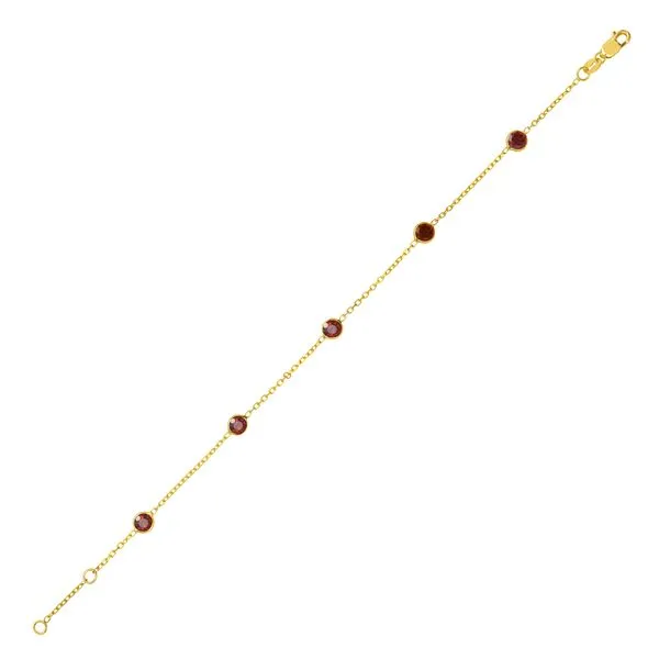 14K Garnet Station Bracelet S5184-07