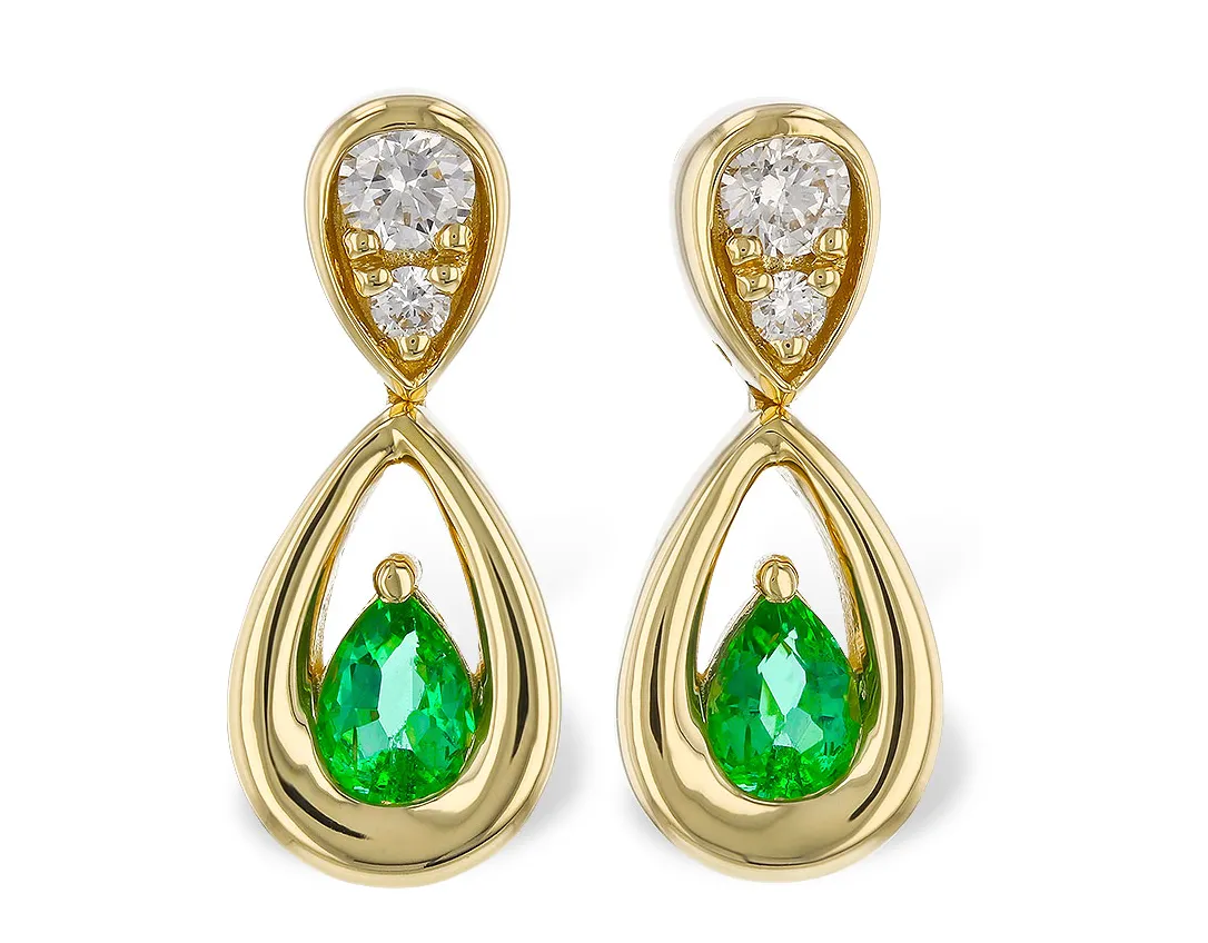 Allison Kaufman Emerald and Diamond Earrings E2300