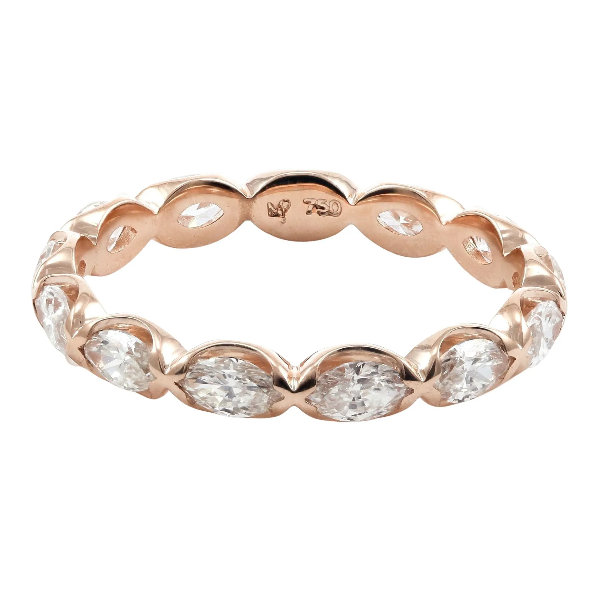 MARK PATTERSON 18K ROSE GOLD HALF BEZEL-SET ETERNITY BAND WITH MARQUISE DIAMONDS 1.16CTW