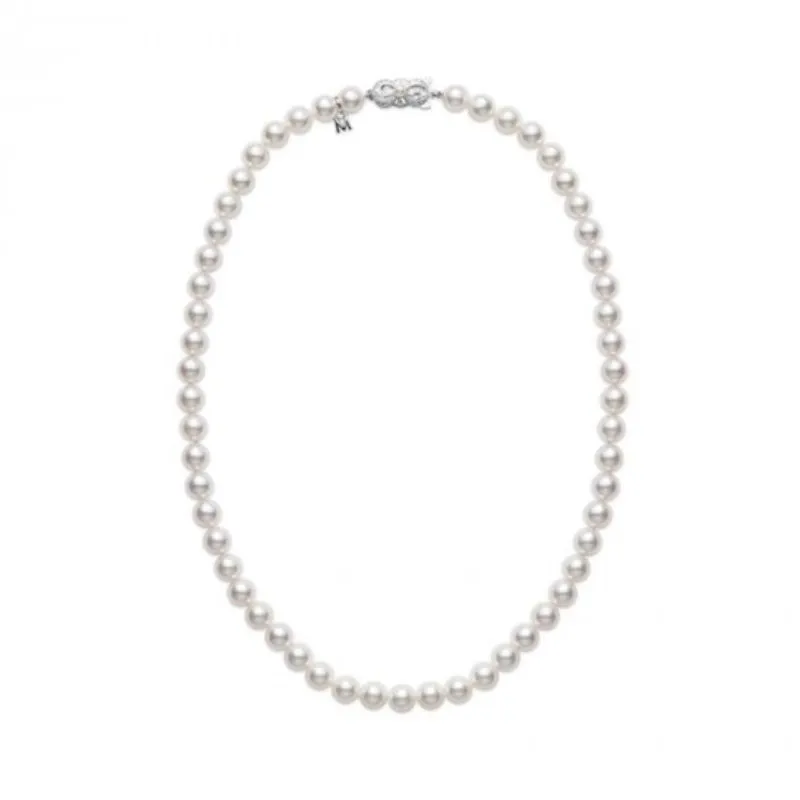 Mikimoto 18k white gold rhodium plated Everyday Essentials pearl strand necklace