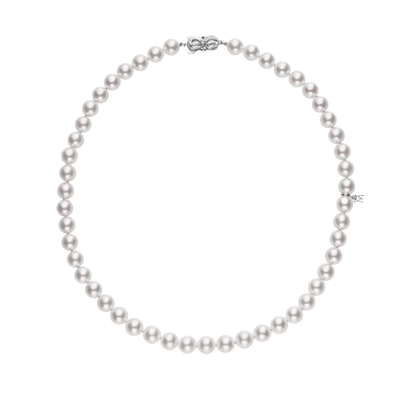 Mikimoto Princess Rhodium Plated Pearl Strand Necklace