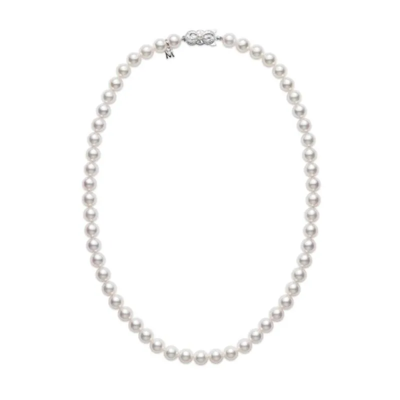 Yellow 18 Karat Strand With A Quality =7.00X6.50Mm Round Pearls Length: 20
