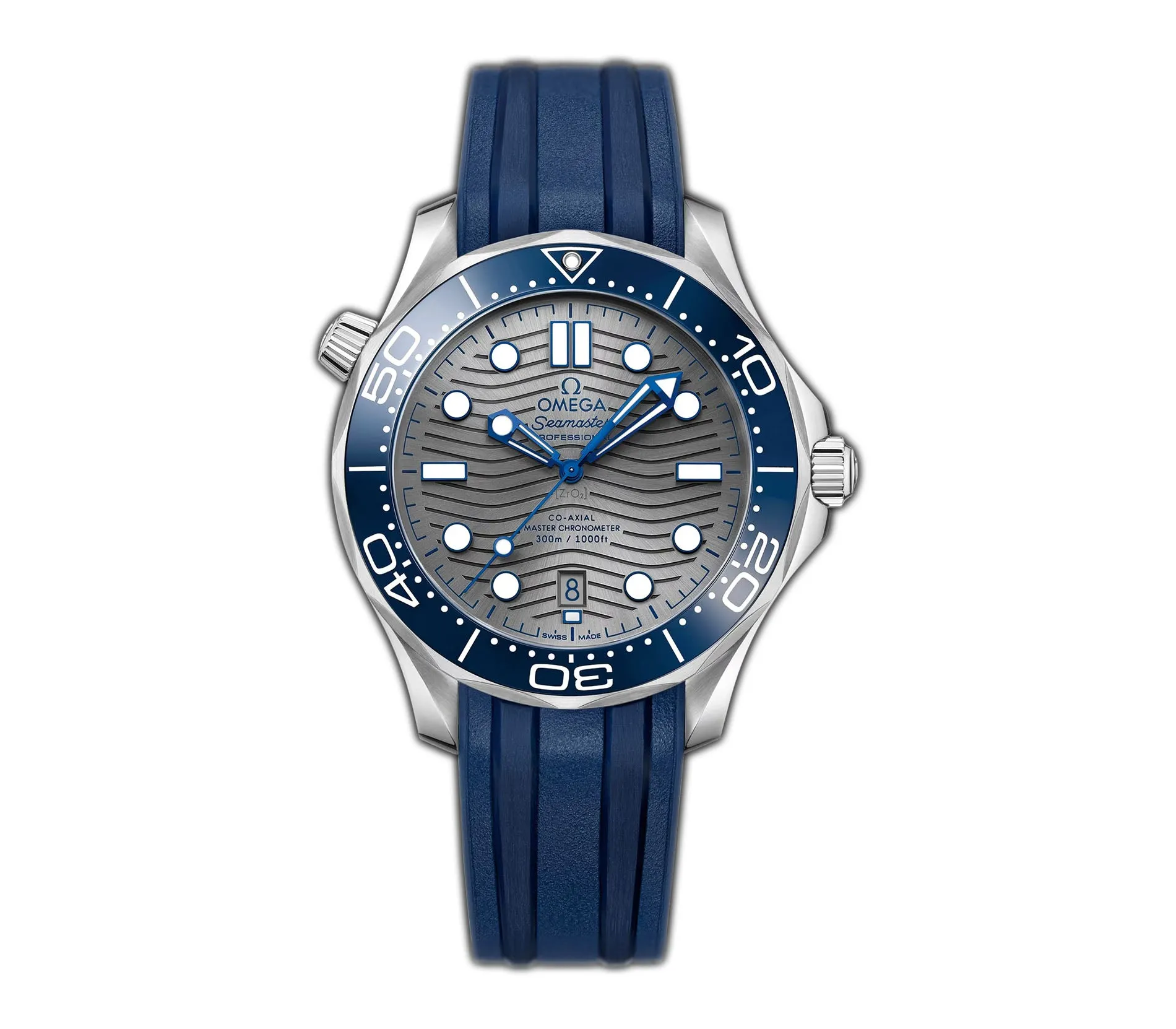 42mm Diver 300m Blue Ceramic Bezel Steel Grey Dial on Rubber