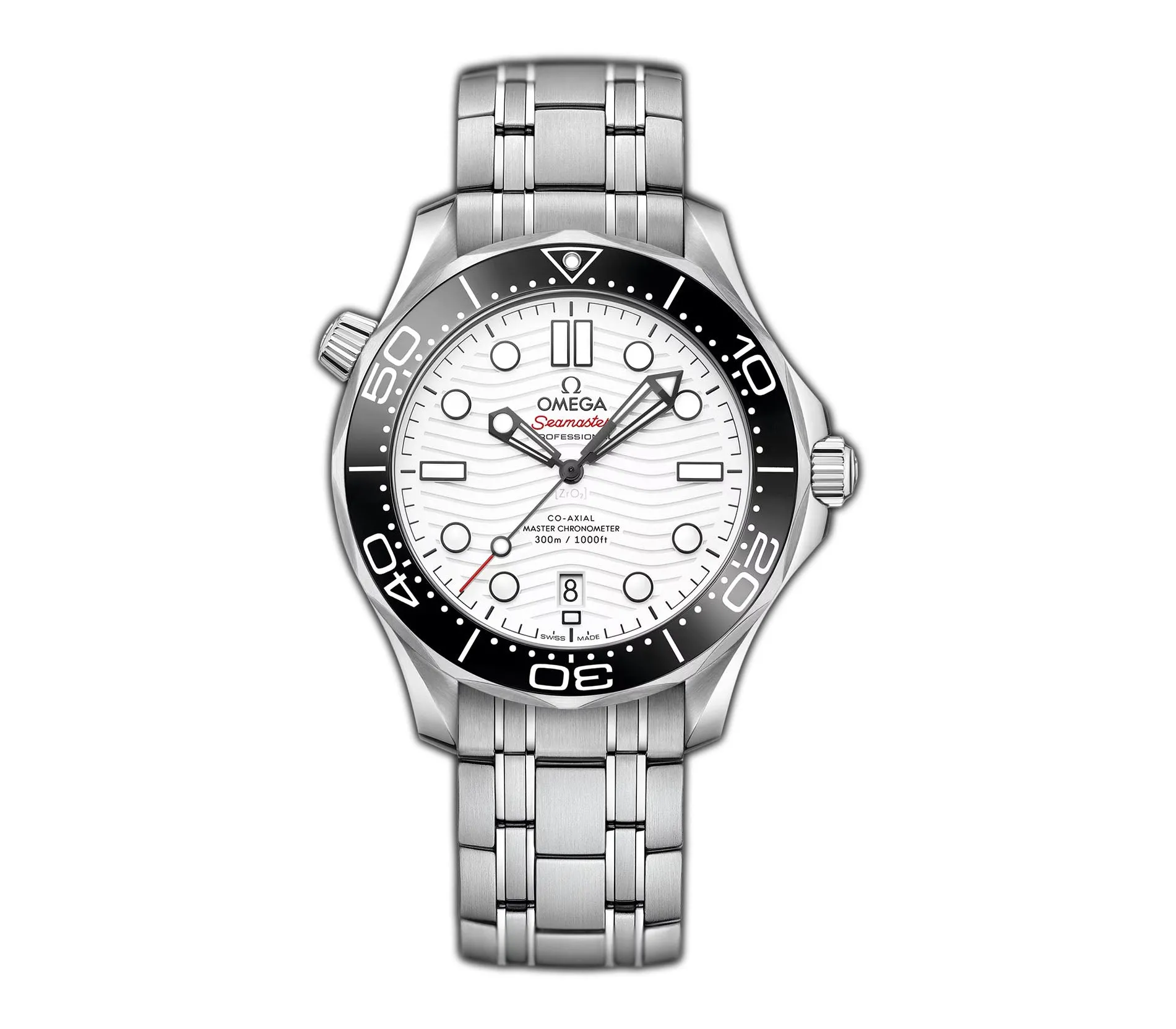 42mm Diver 300m Steel Black Ceramic Bezel White Dial