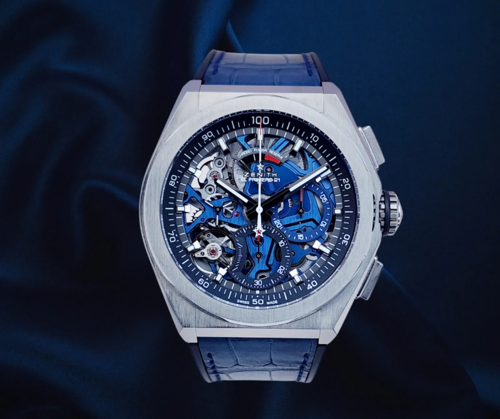 Zenith Defy El Primero 21 Blue Skeleton Dial Chronograph 44mm 95.9002.9004/78.R584 Complete Set WARRANTY