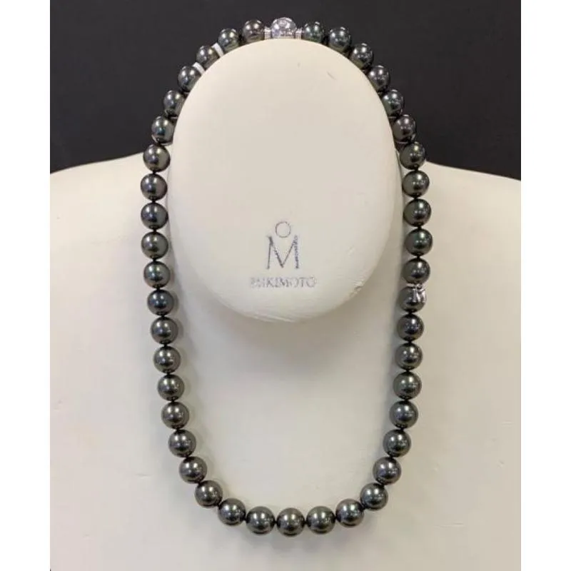 Mikimoto 18k white gold rhodium plated Everyday Essentials Black South Sea pearl strand necklace
