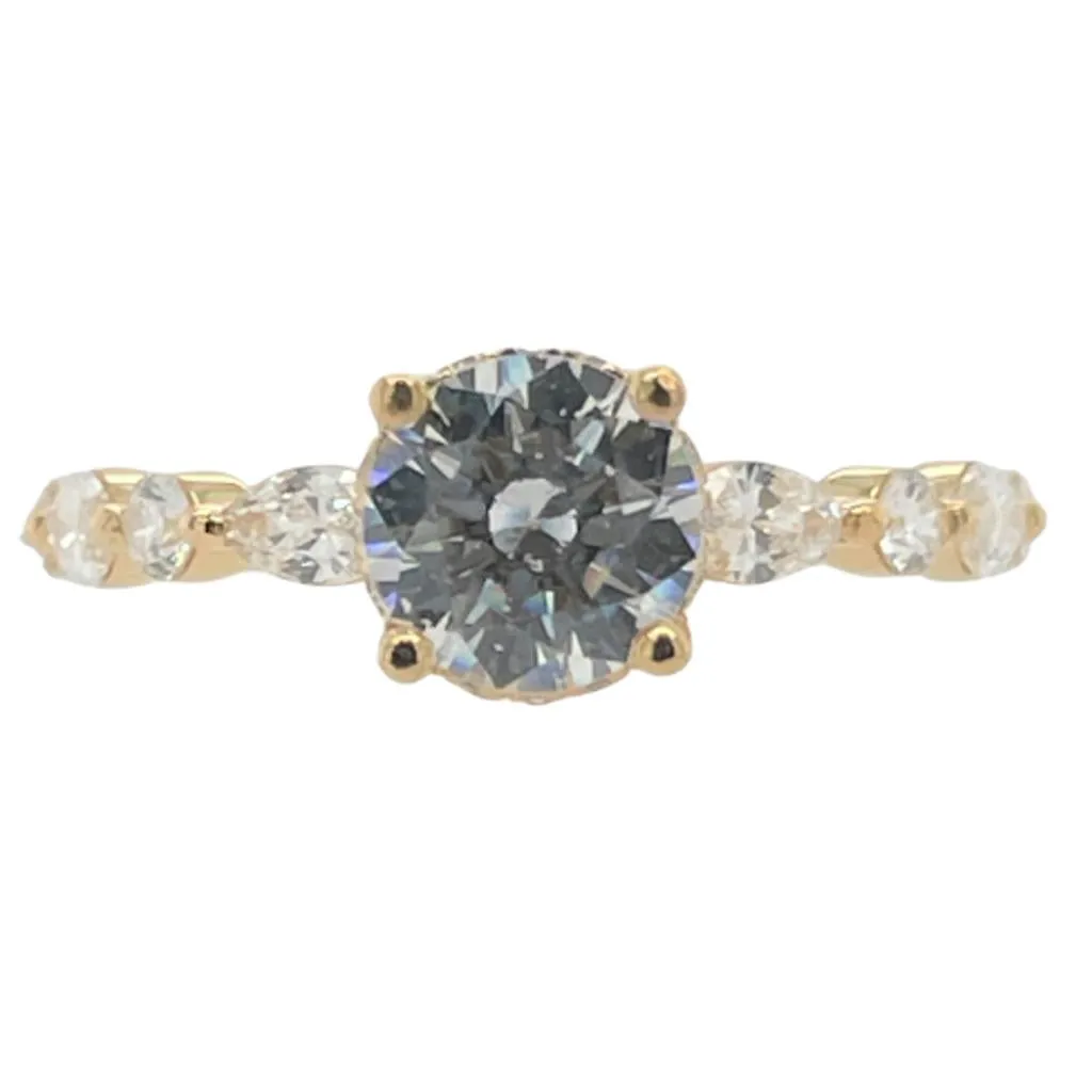 18K Yellow Gold Alternating Fancy Diamond Engagement Ring AD1856Y1