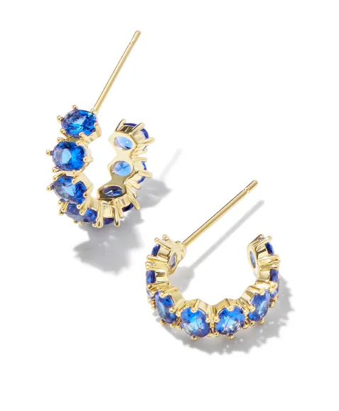 Cailin Crystal Gold Plated Blue Crystal Huggie Earrings by Kendra Scott