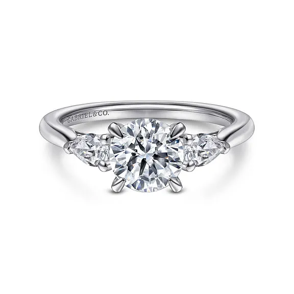 Sunday - 14K White Gold Round 3 Stone Diamond Engagement Ring