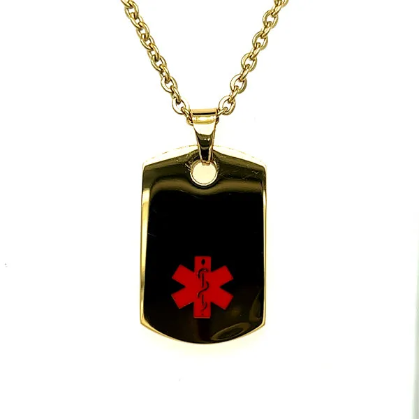 Yellow Gold Medical Dog Tag Pendant 850-03849