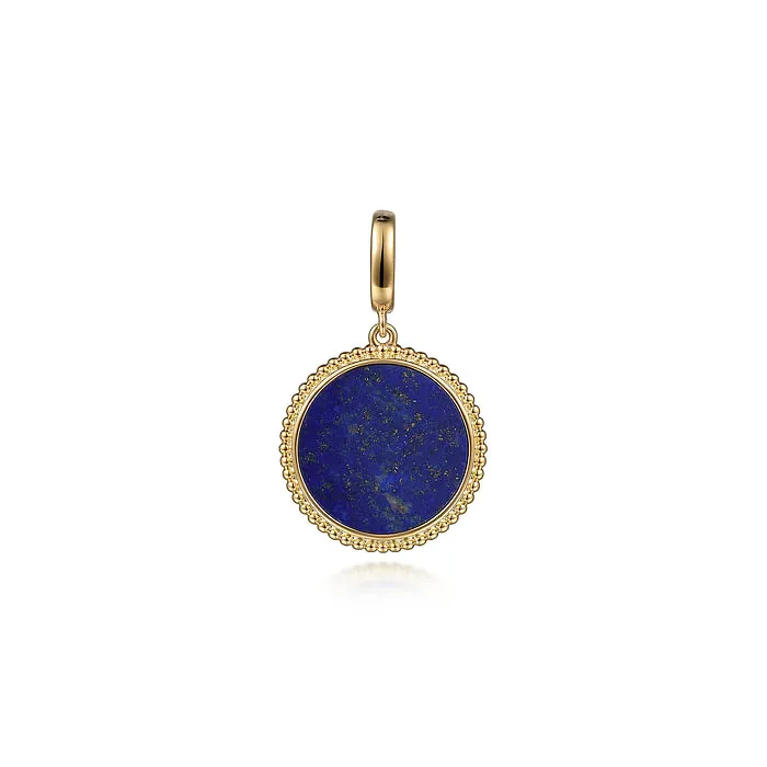 Yellow Gold Round Lapis Inlay Pendant
