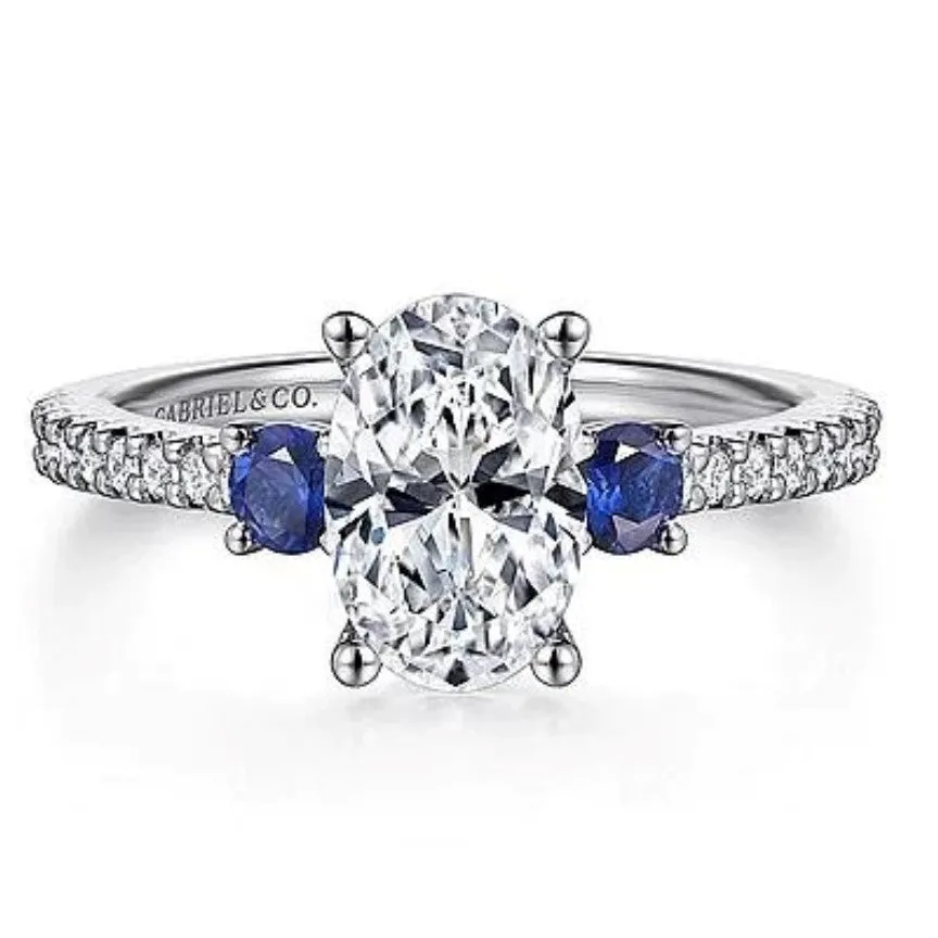 14K White Gold Sapphire & Diamond Semi Mount by Gabriel