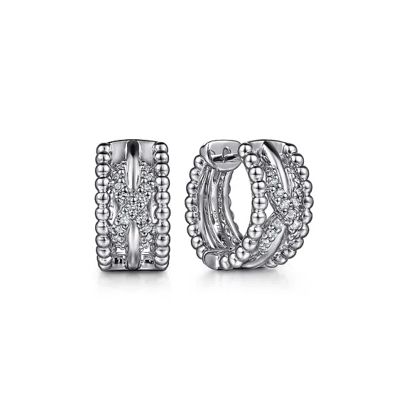 Sterling Silver Twisted Bujukan White Sapphire Huggie Earrings