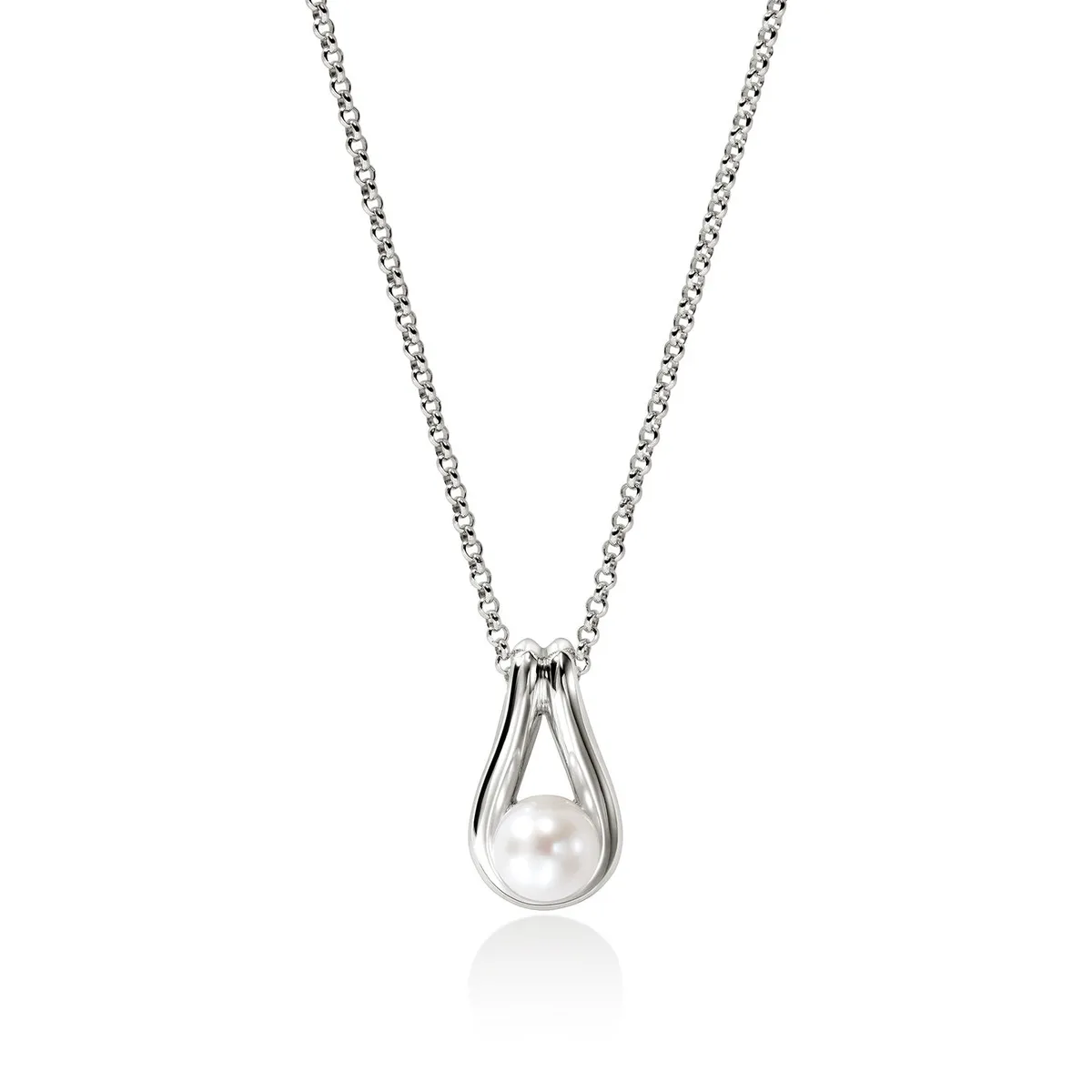 Surf Silver Pendant with Cultured Fresh Water Pearl on Rolo Chain by John Hardy